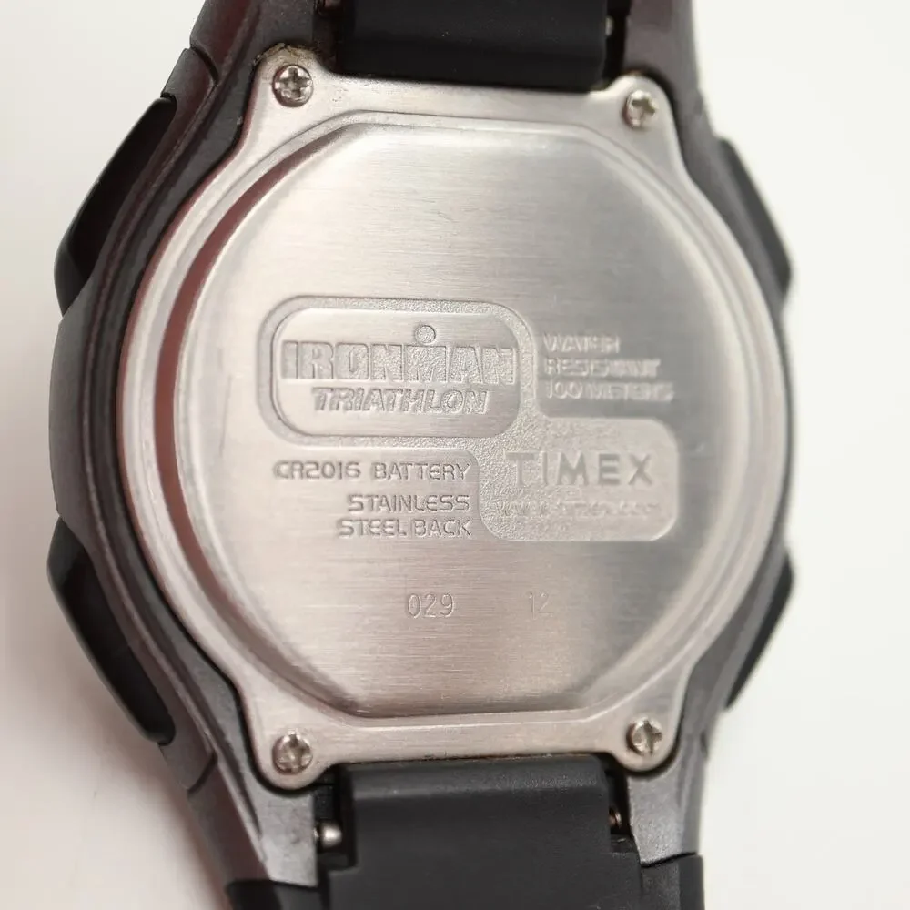Timex Ironman Triathlon Watch Men Indiglo 40mm Black Gray 10 Lap w New Battery